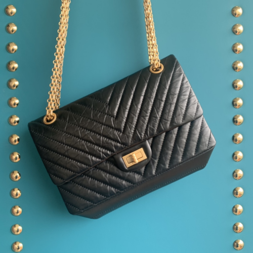 Chanel Reissue 2.55 225 Black Chevron From 187 King Version