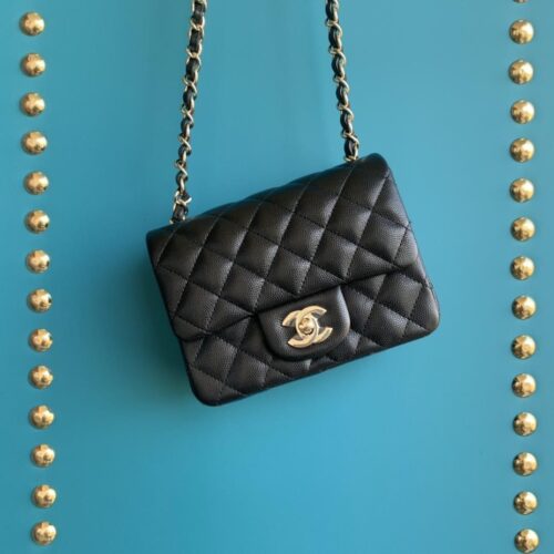 17cm Mini Square CF Black Small Caviar Leather -187 King Version