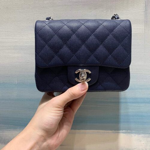 17cm Mini Square CF Navy Small Caviar Leather -187 King Version