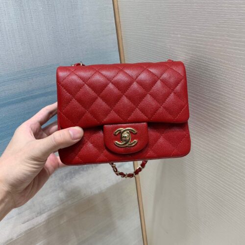 17cm Mini Square CF Red Small Caviar Leather -187 King Version