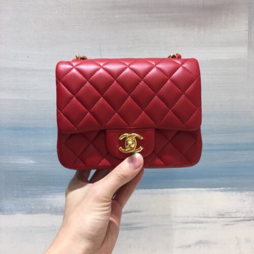 17cm Mini Square CF Red Lamskin Leather -187 King Version