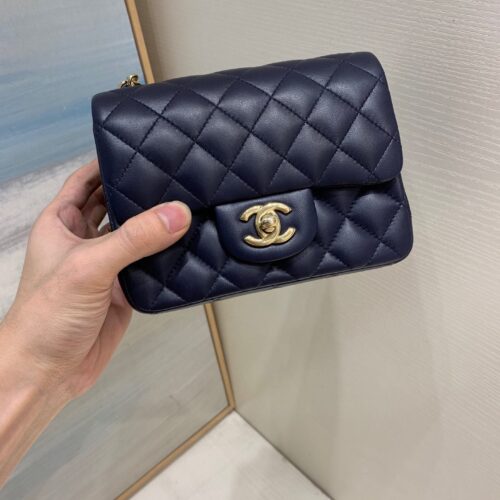 17cm Mini Square CF Navy Lamskin Leather -187 King Version