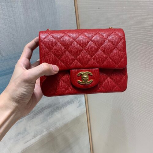 17cm Mini Square CF Red Caviar Leather -187 King Version