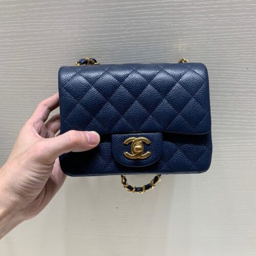 17cm Mini Square CF Navy Caviar Leather -187 King Version