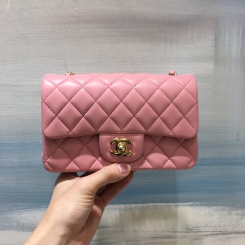 20cm Mini Rectangular CF Pink Lamskin Leather -187 King Version