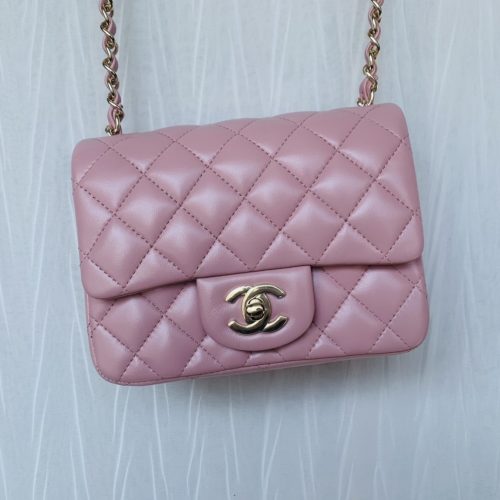 17cm Mini Square CF Pink Lamskin Leather -187 King Version