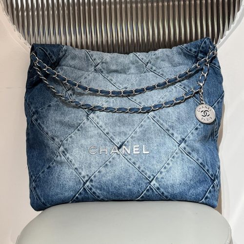 22 Bag Denim Shiny Calfskin Leather -187 King Version