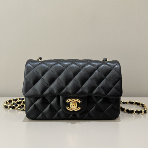 Chanel 20cm Bag Black Lamskin Leather For God Factory