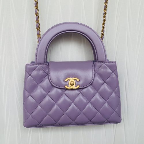 23K Kelly Bag Purple Shiny Aged Calfskin Leather -187 King Version