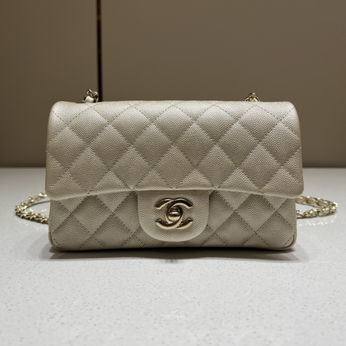 Chanel 20cm Bag Champagne Small Caviar Leather For God Factory