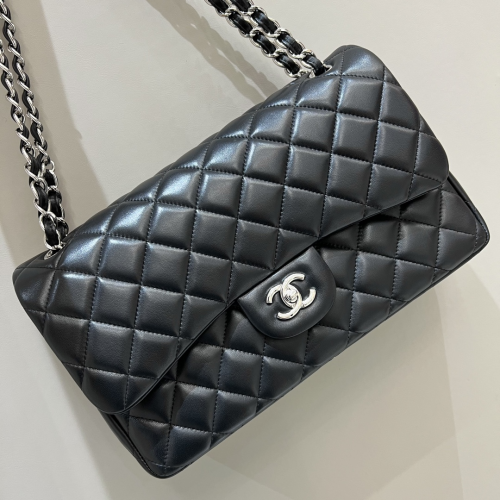 Chanel 30cm Jumbo CF Black Lamskin Leather For God Factory