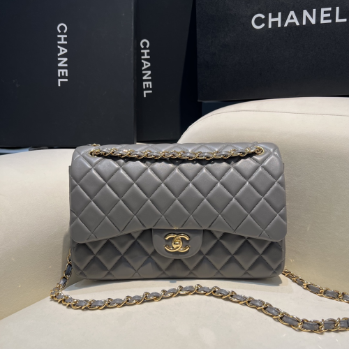 Chanel 30cm Jumbo CF Grey Lamskin Leather For God Factory