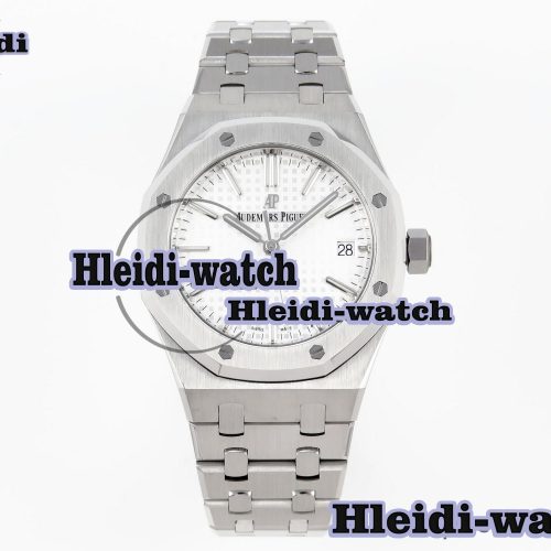 Audermars Piguet Royal Oak 37mm 15450 SS APSF 1:1 Best Edition White Textured Dial on SS Bracelet SA3120 Super Clone