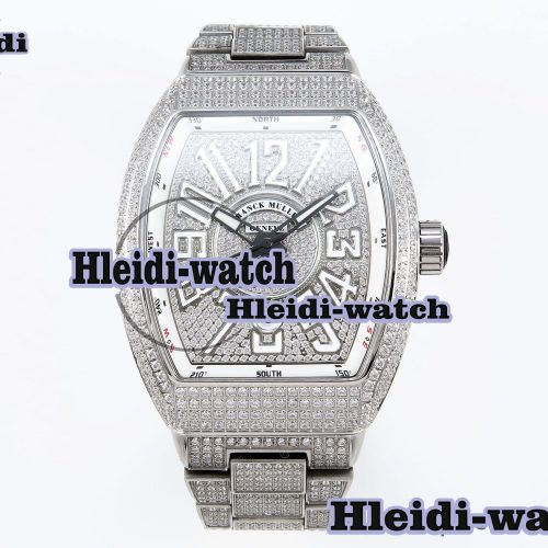 Franck Muller Vanguard SS Full Diamonds ABF Best Edition Diamonds White Dial on Diamonds Bracelet