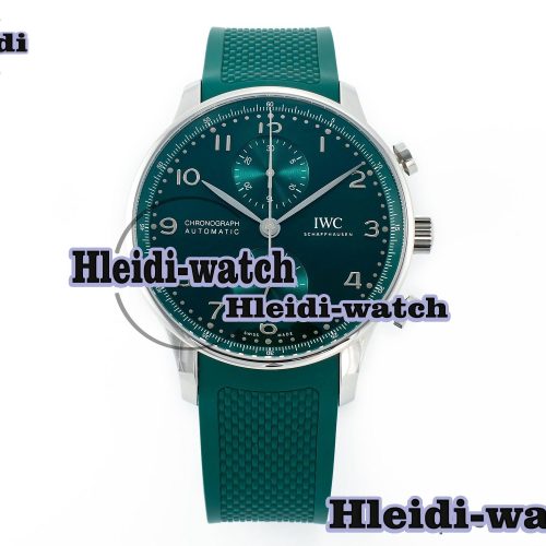 Portuguese Chrono IW3716 Z+F 1:1 Best Edition Green Dial on Green Rubber Strap A69355