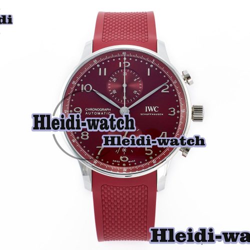 Portuguese Chrono IW3716 Z+F 1:1 Best Edition Red Dial on Red Rubber Strap A69355