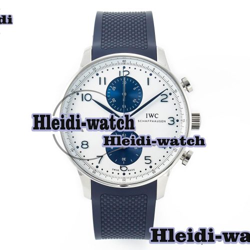 Portuguese Chrono IW3716 Z+F 1:1 Best Edition White/Blue Dial on Blue Rubber Strap A69355