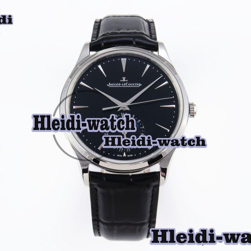 Jaeger-Lecoultre Master Ultra Thin Moon 1368420 SS ZF 1:1 Best Edition Black Dial on Black Leather Strap SA925 Super Clone V2