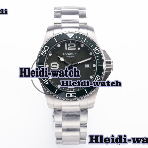 Hydroconquest 43mm SS Black Ceramic Bezel XF 1:1 Best Edition Dark Green Dial on SS Bracelet L888