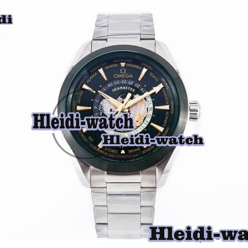 Aqua Terra GMT Worldtimer 150M 43mm 24 VSF 1:1 Best Edition Green Dial on SS Bracelet A8938 Super Clone