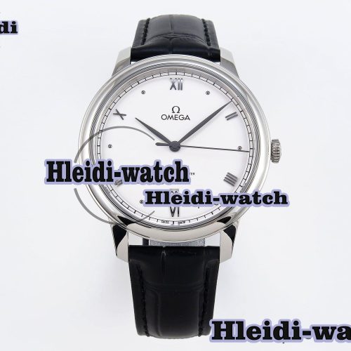 Omega De Ville Date SS MKF 1:1 Best Edition White Dial Roman Marker on Black Leather Strap