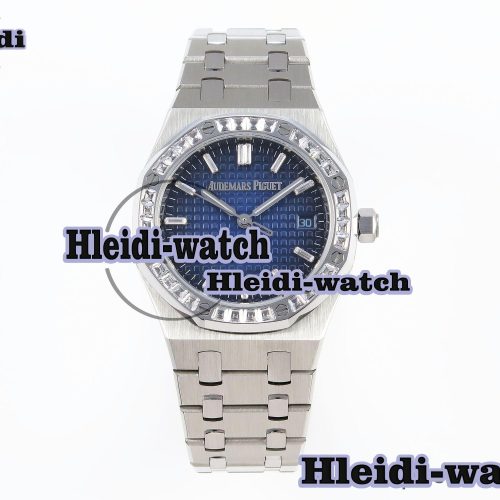 AUDEMARS PIGUET ROYAL OAK 34MM SS BF BEST EDITION BLUE DIAMONDS DIAL DIAMONDS BEZEL ON SS BRACELET