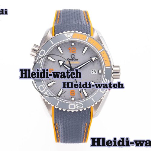 Planet Ocean 43.5mm Ti VSF 1:1 Best Edition Black/Orange Bezel Gray Dial on Gray Nylon Strap