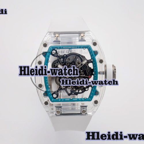 RM055 Transparent SONIC Best Edition Skeleton Blue Dial on White Nylon Strap Clone RMUL2