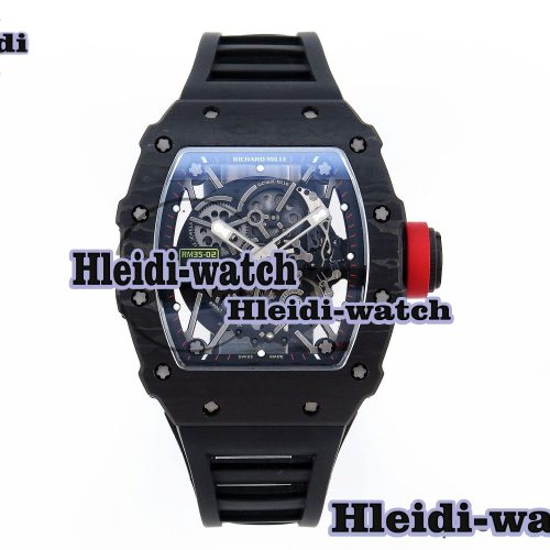 Richard Mille RM035 BLACK CARBON SONIC BEST EDITION SKELETON DIAL ON BLACK RUBBER STRAP CLONE RMUL2