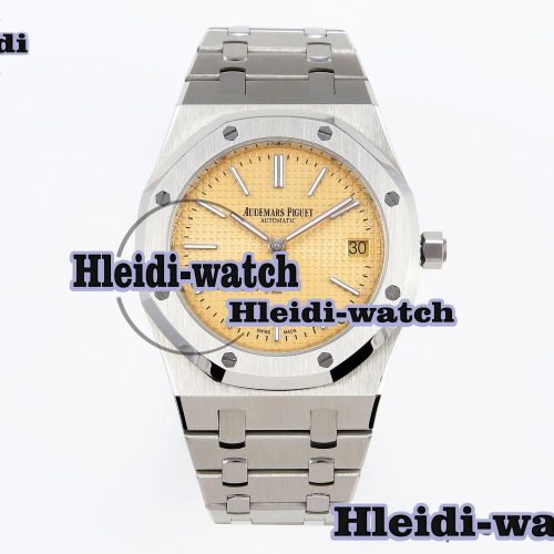 Audermars Piguet Royal Oak 39mm 15202 SS IPF 1:1 Best Edition Yellow Textured Dial on SS Bracelet