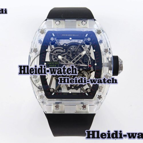 Richard Mille RM035 Transparent RMF Best Edition Skeleton Dial on Black Rubber Strap Clone RMUL2