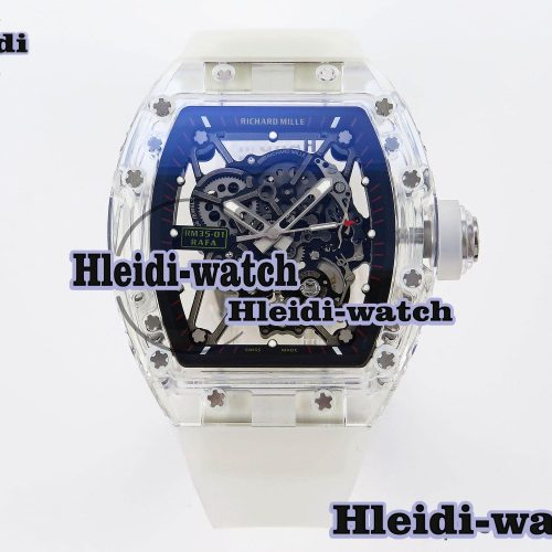 Richard Mille RM035 Transparent RMF Best Edition Skeleton Dial on Translucent Rubber Strap Clone RMUL2