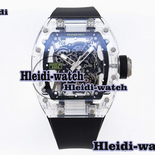 Richard Mille RM035 Transparent SONIC Best Edition Skeleton Dial on Black Nylon Strap Clone RMUL2