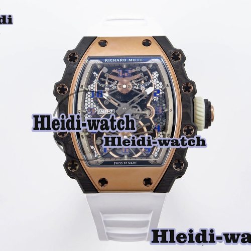 Richard Mille RM21-01 RG Tourbillon RMF Best Edition Skeleton Dial on White Rubber Strap