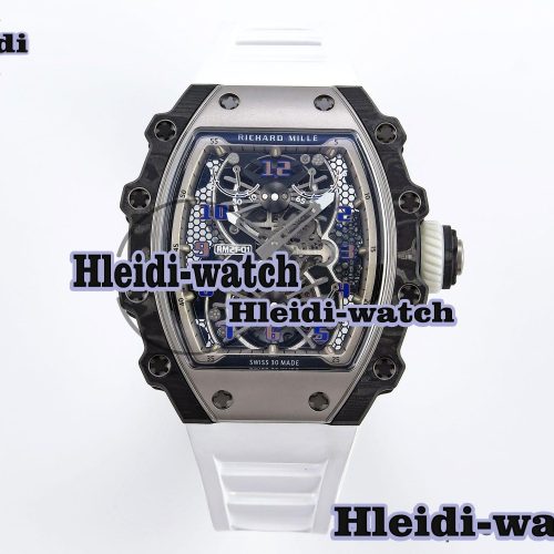 Richard Mille RM21-01 SS Tourbillon RMF Best Edition Skeleton Dial on White Rubber Strap