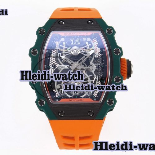 Richard Mille RM21-02 Tourbillon NTPT RMF Best Edition Skeleton Dial on Orange Rubber Strap