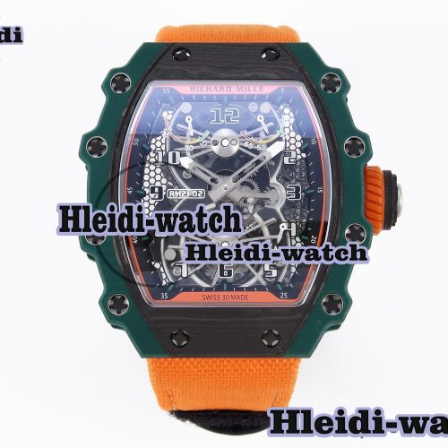 Richard Mille RM21-02 Tourbillon NTPT RMF Best Edition Skeleton Dial on Orange Rubber Strap