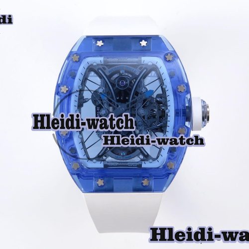 RICHARD MILLE RM53-02 BLUE TRANSPARENT TOURBILLON RMF BEST EDITION SKELETON DIAL ON WHITE RUBBER STRAP V2