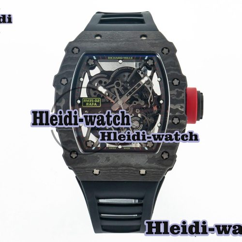 RM035 Carbon SONIC Best Edition Skeleton Dial on Black Rubber Strap Clone RMUL2 V2