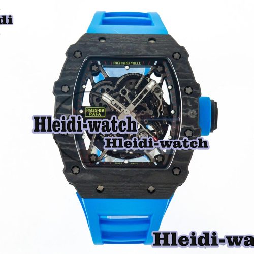 RM035 Carbon SONIC Best Edition Skeleton Dial on Blue Rubber Strap Clone RMUL2 V2