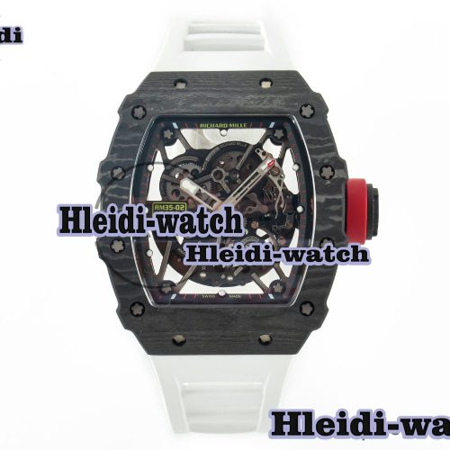 RM035 Carbon SONIC Best Edition Skeleton Dial on White Rubber Strap Clone RMUL2 V2