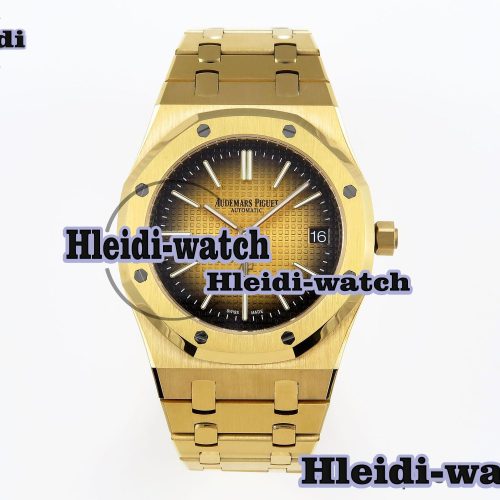 Audermars Piguet Royal Oak 39mm 15202 YG IPF 1:1 Best Edition Yellow/Brown Textured Dial on YG Bracelet