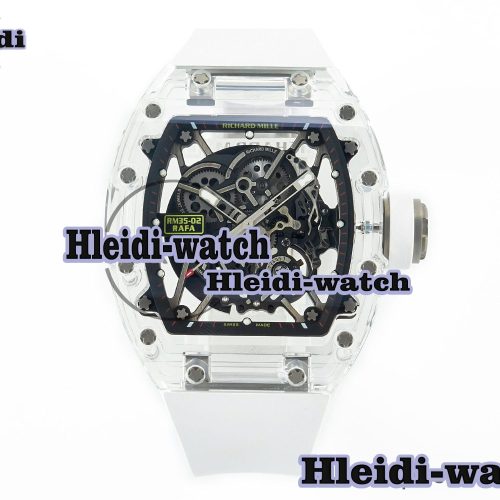 RM035 TRANSPARENT SONIC Best Edition Skeleton Dial on White Rubber Strap Clone RMUL2 V2