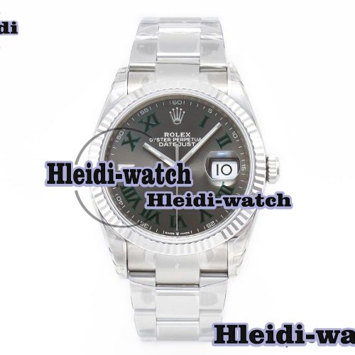 DateJust 41 126330 904L SS VSF 1:1 Best Edition Gray Dial Green Roman on Oyster Bracelet VS3235