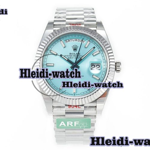 Day Date 40 228236 ARF 904L Steel Tiffany Blue Stick Dial on President Bracelet VR3255