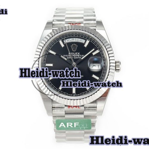 Day Date 40 228239 ARF 904L Steel Black Dial on President Bracelet VR3255