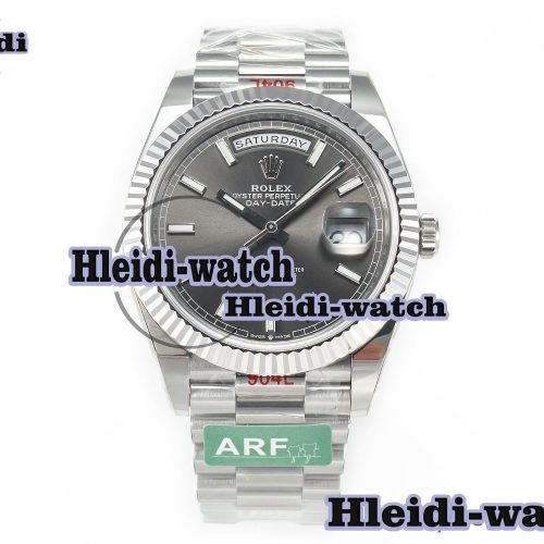 Day Date 40 228239 ARF 904L Steel Grey Stick Dial on President Bracelet VR3255