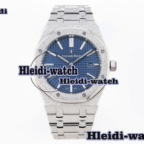 Audermars Piguet Royal Oak 41mm Frosted SS APSF 1:1 Best Edition Blue Textured Dial on SS Bracelet SA3120 Super Clone