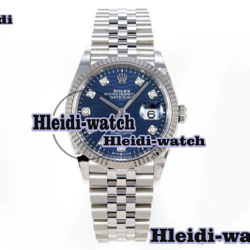 Rolex DateJust 36 126234 Clean 1:1 Best Edition 904L Steel Blue Textured Diamonds Dial on Jubilee Bracelet VR3235