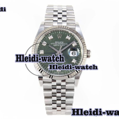 Rolex DateJust 36 126234 Clean 1:1 Best Edition 904L Steel Green Leaf Diamonds Dial on Jubilee Bracelet VR3235